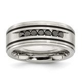 Chisel Stainless Steel Brushed and Polished Black Ion-Plated Black 0.5ct Diamond 9 mm Wedding Band