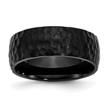 Chisel Stainless Steel Hammered Black Ion-Plated 8 mm Wedding Band, Flat