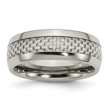 Chisel Stainless Steel Polished with Grey Carbon Fiber Inlay 8 mm Wedding Band