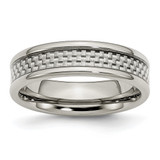 Stainless Steel Polished with Grey Carbon Fiber Inlay 6 mm Wedding Band
