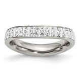 Stainless Steel 4 mm Polished Crystal Wavy Ring