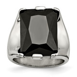 Stainless Steel Black Cubic Zirconia Polished Ring, 17 mm