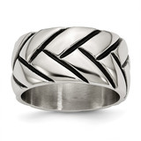 Stainless Steel Polished Braided Design Ring, 12 mm