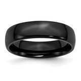 Chisel Stainless Steel Polished Black Ion-Plated 6 mm Wedding Band, Domed