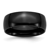 Chisel Stainless Steel Polished Black Ion-Plated 8 mm Wedding Band, Domed