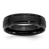 Chisel Stainless Steel 6 mm Black Ion-Plated Brushed Center with Polished Edges Wedding Band, Flat