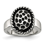 Stainless Steel Polished and Antiqued Ring - SR357