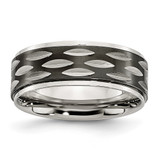 Stainless Steel Polished Black Ion-Plated 8 mm Grooved Wedding Band - SR420