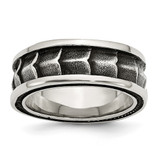 Chisel Stainless Steel Polished and Antiqued 9 mm Wedding Band