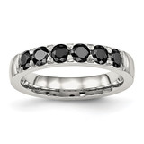 Chisel Stainless Steel Polished Black Cubic Zirconia 4 mm Wedding Band