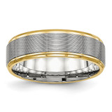 Chisel Stainless Steel Polished Yellow Ion-Plated 6 mm Grooved Wedding Band
