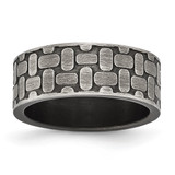 Stainless Steel Antiqued Brushed and Textured 7.75 mm Flat Wedding Band