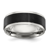 Chisel Stainless Steel Polished with Black Ion-Plated Brushed Center 8 mm Wedding Band, Flat