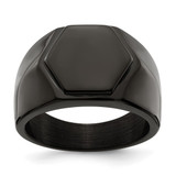 Chisel Stainless Steel Polished Black Ion-Plated Signet Ring, 12.5 mm Top Length, 14 mm Top Width