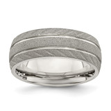 Chisel Stainless Steel Polished and Satin 8 mm Wedding Band, Half Round