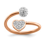 Chisel Stainless Steel Polished Rose Ion-Plated with Preciosa Crystal Heart Ring, 2 mm
