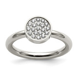 Stainless Steel Polished with Cubic Zirconia Circle Ring, 2.5 mm