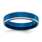 Chisel Stainless Steel Polished Blue Ion-Plated 5 mm Wedding Band