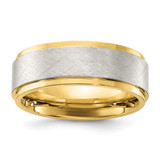 Chisel Stainless Steel Polished Yellow Ion-Plated with Brushed Center 8 mm Wedding Band, Flat