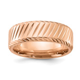 Chisel Stainless Steel Polished Rose Ion-Plated Grooved 8 mm Wedding Band