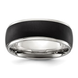 Chisel Stainless Steel Polished with Brushed Black Ion-Plated Center 8 mm Wedding Band, Domed