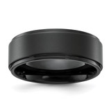 Chisel Stainless Steel Polished Black Ion-Plated Brushed Center 8 mm Wedding Band, Flat, Step Down, Standard
