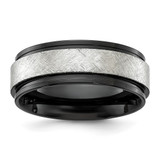 Chisel Stainless Steel Polished Black Ion-Plated with Scratch Finish Center 8 mm Wedding Band
