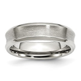 Stainless Steel Concave Beveled Edge 6 mm Brushed/Polished Wedding Band