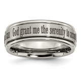 Chisel Titanium Brushed and Polished Serenity Laser Design 8 mm Ridged Edge Wedding Band