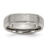 Chisel Titanium Brushed Center 6 mm Ridged Edge Wedding Band