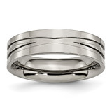 Titanium Polished 6 mm Grooved Wedding Band - TB170
