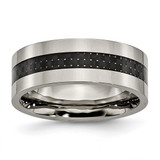 Chisel Titanium Polished with Black Carbon Fiber Inlay Flat 8 mm Wedding Band