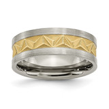 Titanium Brushed and Yellow Ion-Plated Men'S 8 mm Wedding Band
