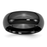 Chisel Titanium Black Ti Polished 8 mm Wedding Band, Domed