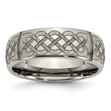 Chisel Titanium Polished Celtic Laser Design 8 mm Wedding Band, Half Round - TB2F