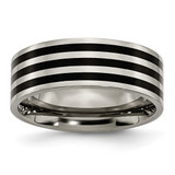 Titanium Polished Black Ion-Plated Striped 8 mm Wedding Band