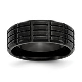 Chisel Titanium Brushed Black Ion-Plated 8 mm Grooved Wedding Band