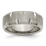 Titanium Beveled Edge Notched 8 mm Brushed Wedding Band