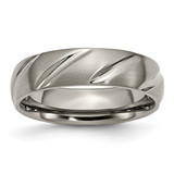 Chisel Titanium Satin 6 mm Swirl Design Wedding Band, Half Round, Brushed