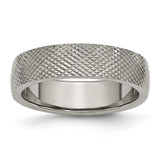 Chisel Titanium Polished and Textured 6 mm Wedding Band, Flat