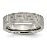 Titanium Greek Key 6 mm Satin & Polished Wedding Band