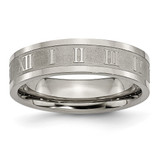 Titanium Roman Numerals 6 mm Satin & Polished Flat Wedding Band