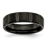Titanium Grooved Black Ion-Plated 6 mm Brushed and Polished Wedding Band - TB355