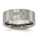 Chisel Titanium Brushed 0.07ct Diamond Cross 8 mm Flat Wedding Band