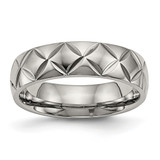 Titanium Polished Diamond Cut 6 mm Wedding Band