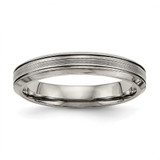 Chisel Titanium Polished 3.75 mm Grooved Comfort Fit Wedding Band