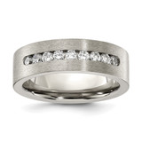 Chisel Titanium Brushed with Cubic Zirconia Flat 7.00 mm Band Ring