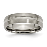 Chisel Titanium Brushed and Polished 6 mm Grooved Wedding Band