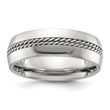 Chisel Titanium Polished with Curb Chain Inlay 7 mm Wedding Band