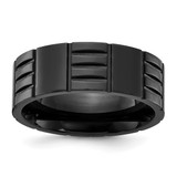Chisel Titanium Polished Black Ion-Plated Grooved 8 mm Wedding Band